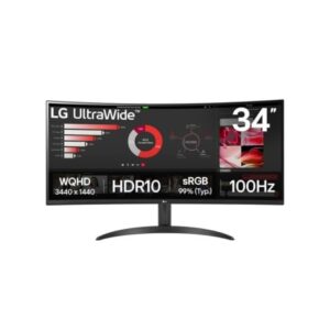 LG 34WR50QK-B QHD UltraWide Curved Monitor