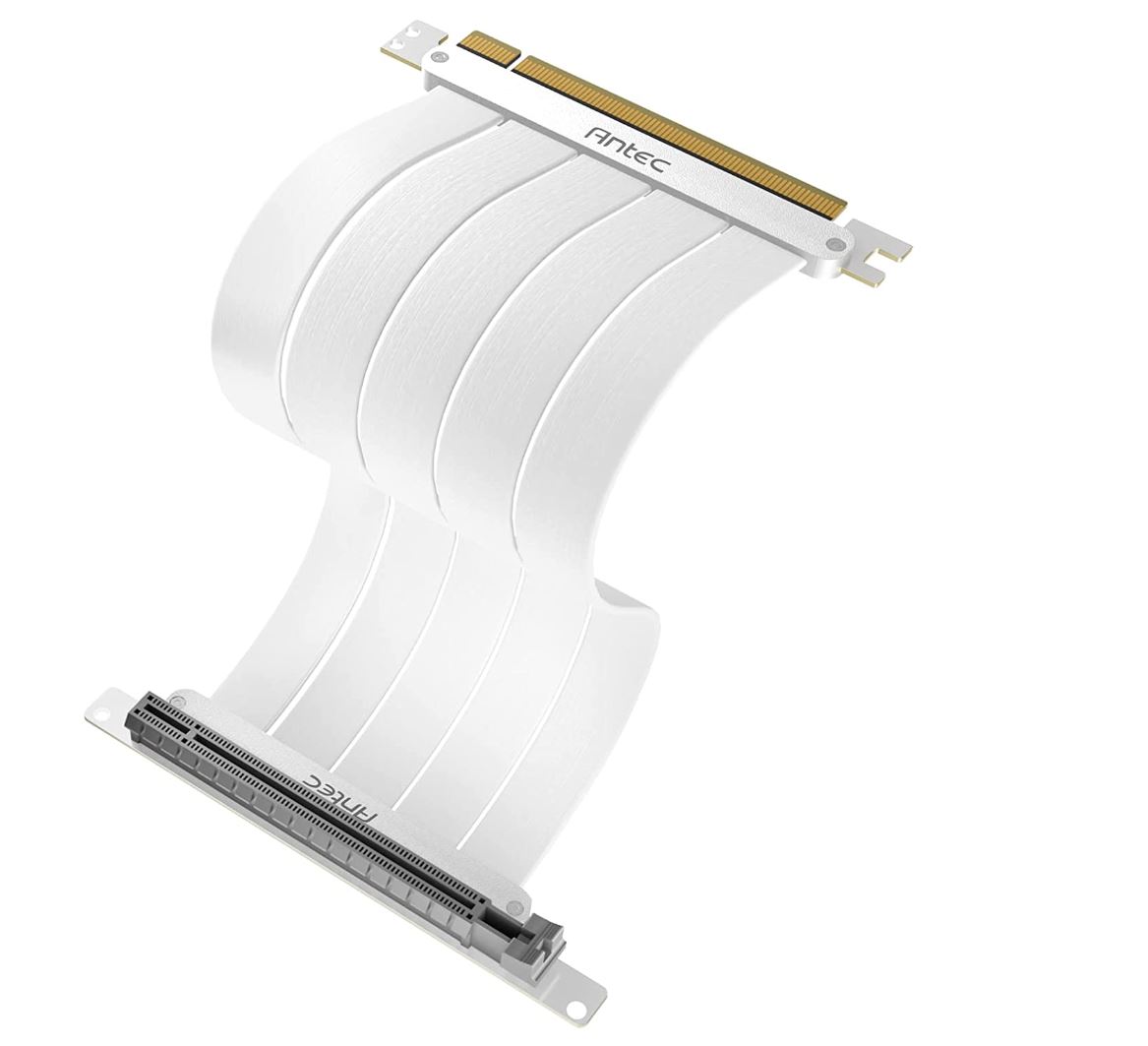 Antec PCIE-4.0 Riser Cable (200mm White) High Quality Gold Plated and Shielded P