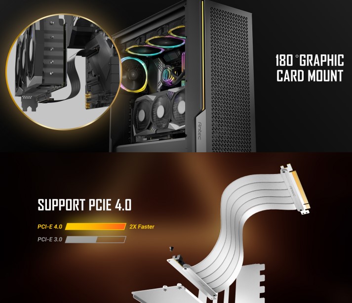 Antec Adjustable Vertical Bracket with 200mm High Performance PCI-E Riser Cable.