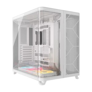 Corsair AIR 5400 LX-R RGB iCUE LINK Triple Chamber Mid-Tower PC Case - White; AT