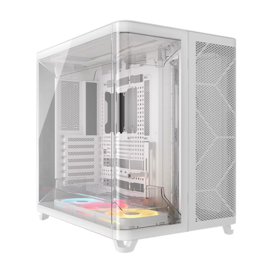 Corsair AIR 5400 LX-R RGB iCUE LINK Triple Chamber Mid-Tower PC Case - White; AT