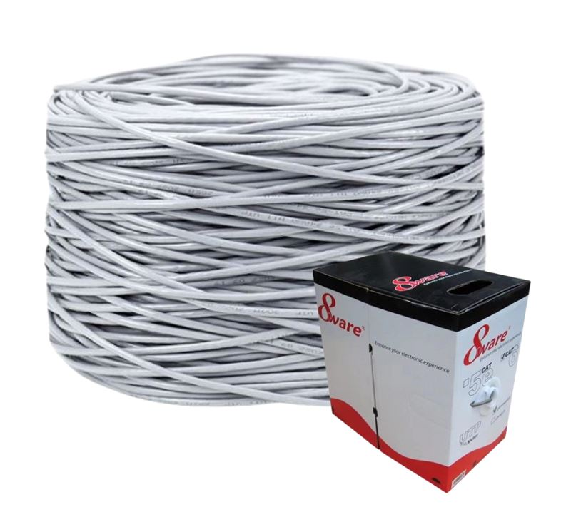 8ware CAT6 UTP Cable 305m Roll Grey Full Copper UTP stranded Wire Ethernet LAN R