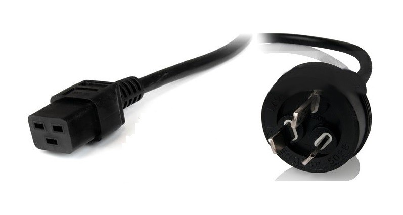 8Ware Power Cable 2m 3-Pin AU to IEC C19 Male to Female 10A Electrical Safety Bl