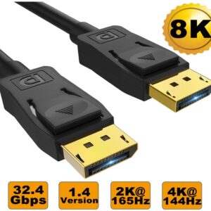 8Ware 3m Ultra 8K DisplayPort DP1.4 Cable - Male to Male Gold Plated 7680x4320 8