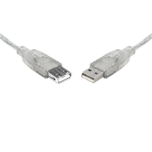 8Ware USB 2.0 Extension Cable 3m A to A Male to Female Transparent Metal Sheath