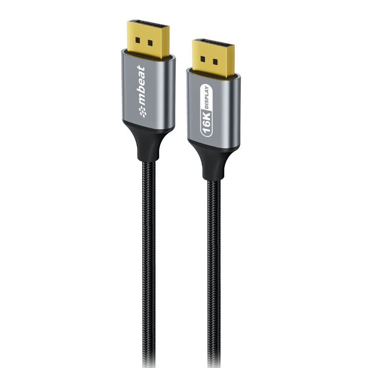 mbeat® Tough Link 1.8m 16K DP to DP Cable - Space Grey 40Gbps 180cm × 2.2cm ×