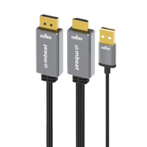 mbeatÂ® Tough Link 1.8m HDMI to DisplayPort Cable with USB Power  4K@60Hz (3840Ã