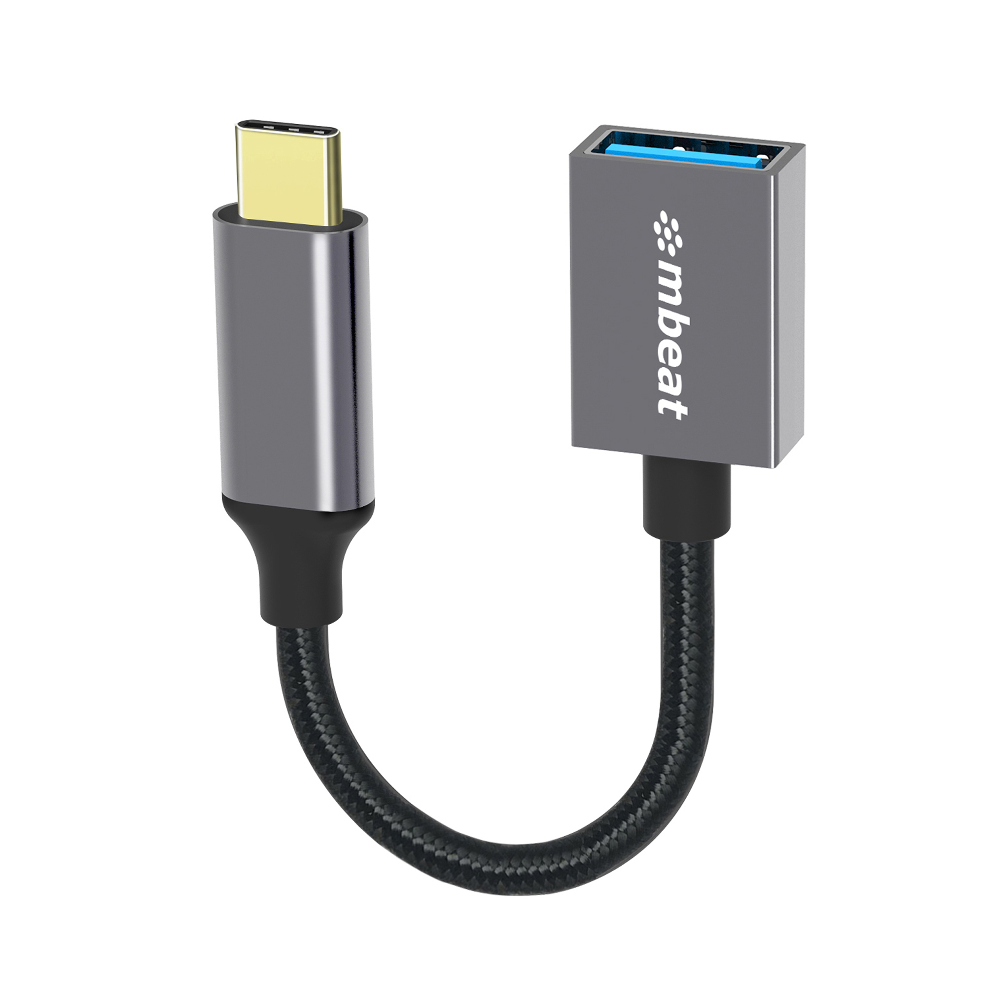 mbeat® Tough Link USB-C to USB 3.0 Adapter with Cable - Space Grey Package Weig