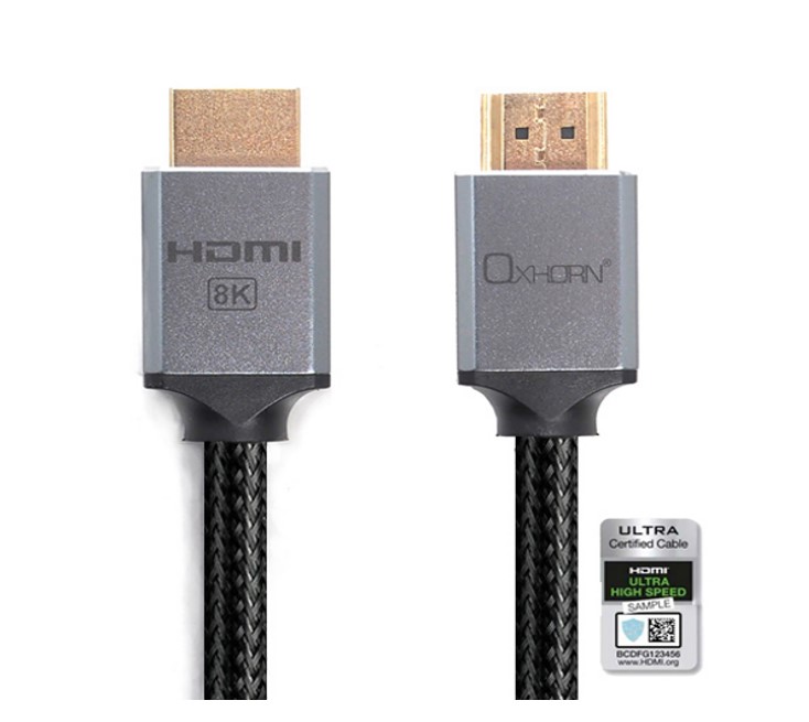 Oxhorn HDMI2.1 8K@60Hz 3D Ultra Certified Ethernet Aluminum Header Cable 5m Male