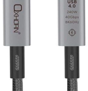 Oxhorn USB 4.0 USB-C Cable 1m Type C to Type C Gen3 40Gbps 5A 100W 8K@60Hz E-Mar