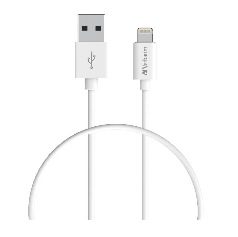 Verbatim Charge & Sync Lightning Cable 1m - White--Lightning to USB A (>66580) (