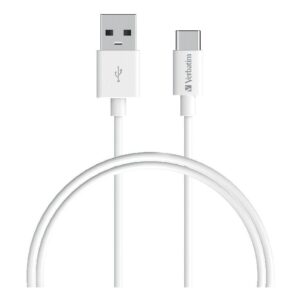 Verbatim Charge & Sync USB-C Cable 1 Meter - White USB C to USB A. Durable Desig