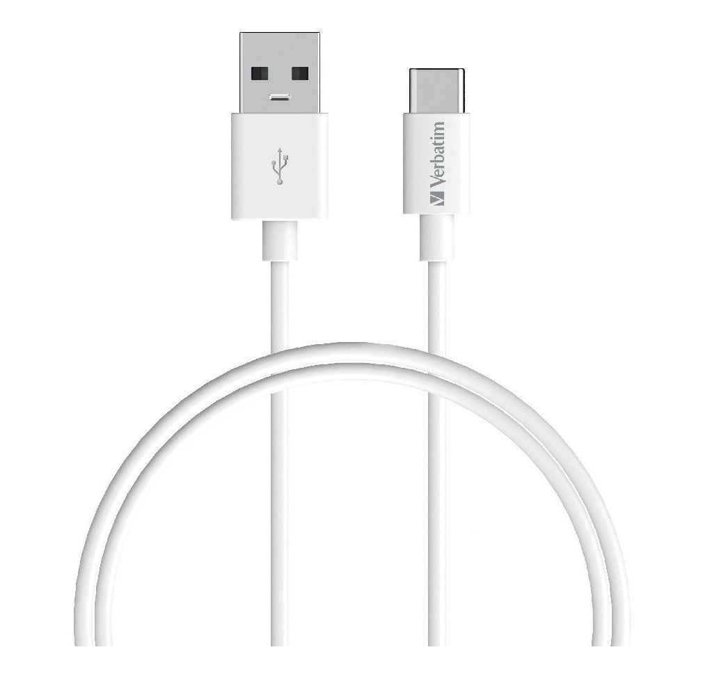 Verbatim Charge & Sync USB-C Cable 1 Meter - White USB C to USB A. Durable Desig