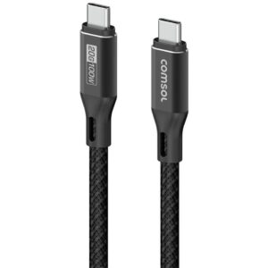 Comsol CC2020BK 2m Black 20Gbps 100W USB-C to USB-C Data and Charge Cable