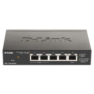 D-Link DGS-1100-05PDV2 5-Port Gigabit PoE-Powered Smart Switch 2 PoE pass-throug