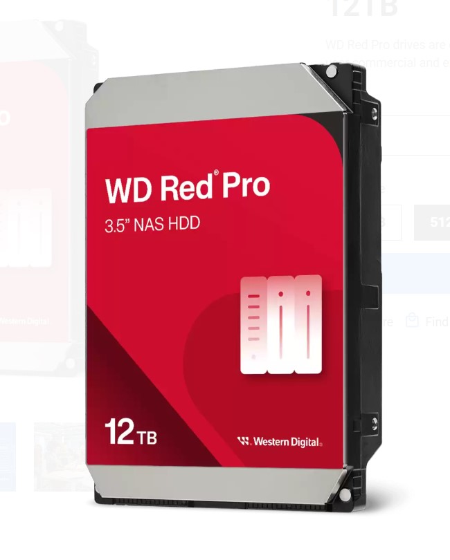 Western Digital WD Red Pro 12TB 3.5' NAS HDD SATA3 7200RPM 256MB Cache 24x7 300T