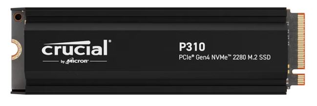 Crucial P310 2TB Gen4 2280 NVMe SSD w Heatsink 7100/6000 MB/s R/W 440TBW 1000K/1