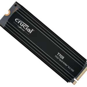 Crucial T705 1TB Gen5 NVMe SSD Heatsink - 13600/10200 MB/s R/W 600TBW 1400K IOPs