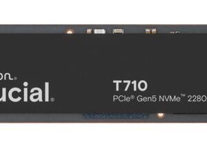 Crucial T710 2TB PCIe Gen5 NVMe 2280 SSD - 14500/13800 MB/s R/W 1200TBW 2.3M IOP