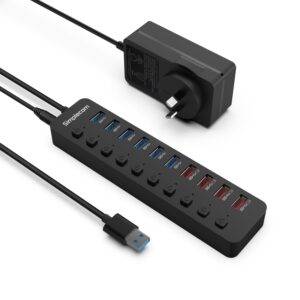 Simplecom CHU810 48W 10-Port USB 3.0 Hub and Charger with Individual Switches 12
