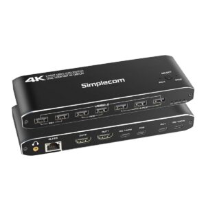 Simplecom KM590 2-Port USB-C Dual 4K HDMI Monitor KVM Switch and Docking Station