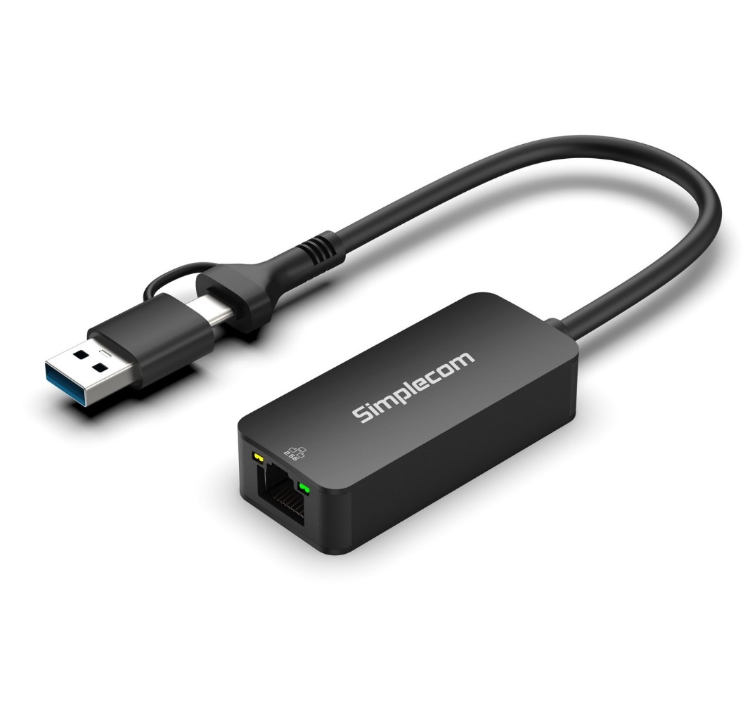 Simplecom NU405C SuperSpeed USB-C and USB-A to 2.5G Ethernet Network Adapter 2.5
