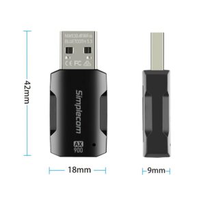 Simplecom NW830 Wi-Fi 6 and Bluetooth 5.3 Combo USB Adapter Dual Band AX900