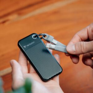 Verbatim 1TB Pocket SSD USB 3.2 Gen 2 1TB Black Grey. Convenient Keyring cable h