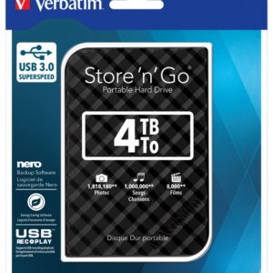 Verbatim 4TB 2.5' USB 3.0 Black Store'n'Go HDD Grid Design