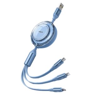 Pisen 3-in-1 USB-A to Lightning + USB-C + Micro-USB  Telescopic Data Cable (1.2M