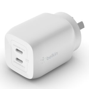 Belkin BoostCharge Pro 65W Dual USB-C PD 3.0 PPS GaN Wall Charger - White (WCH01