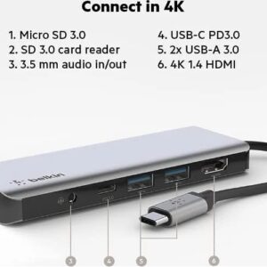 Belkin Connect USB-C 7-in-1 Multiport Hub Adapter - Space Grey (AVC009btSGY)