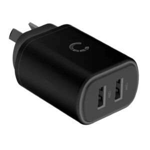 LS Cygnett PowerPlus 12W Dual Port Wall Charger - Black (CY3672PDWLCH)