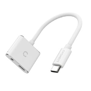 Cygnett Essentials USB-C to 3.5MM Audio & USB-C Female Fast Charge Adapter - Whi