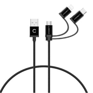 Cygnett Essentials 3-in-1 (USB-A to Lightning + USB-C + Micro-USB) Cable (1M) -