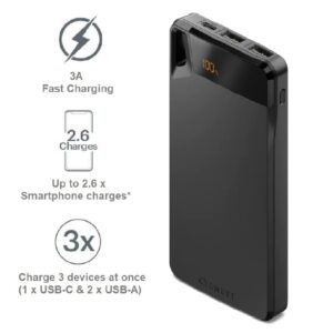 Cygnett ChargeUp Boost 4th Gen 10K mAh Power Bank-Black(CY4747PBCHE)Triple Port(