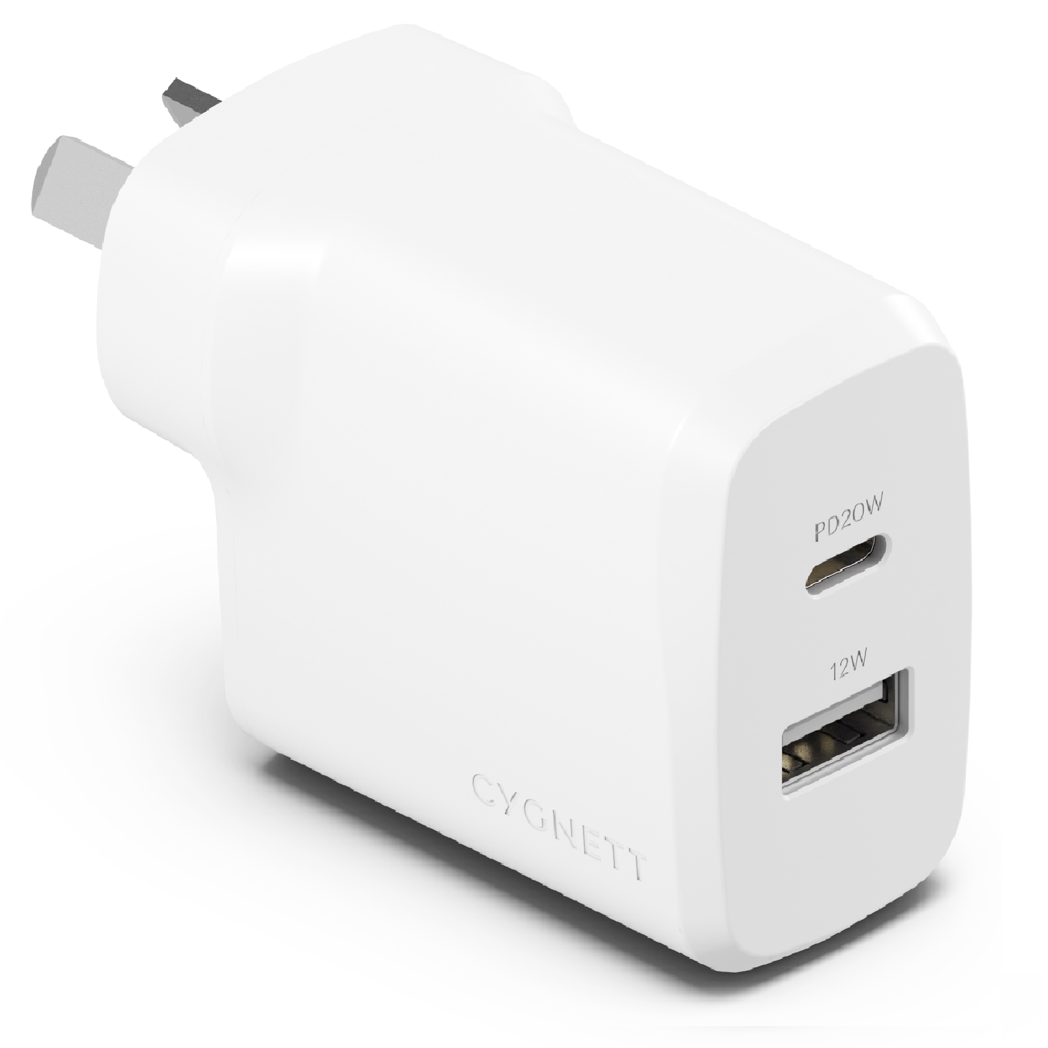 EOL Cygnett PowerPlus 32W Dual Port (20W USB-C + 12W USB-A) PD Fast Wall Charger