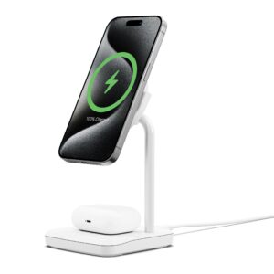 Cygnett ChargeBase Qi2 2-in-1 Magnetic 15W Wireless Charger - White (CY5068BUNCP