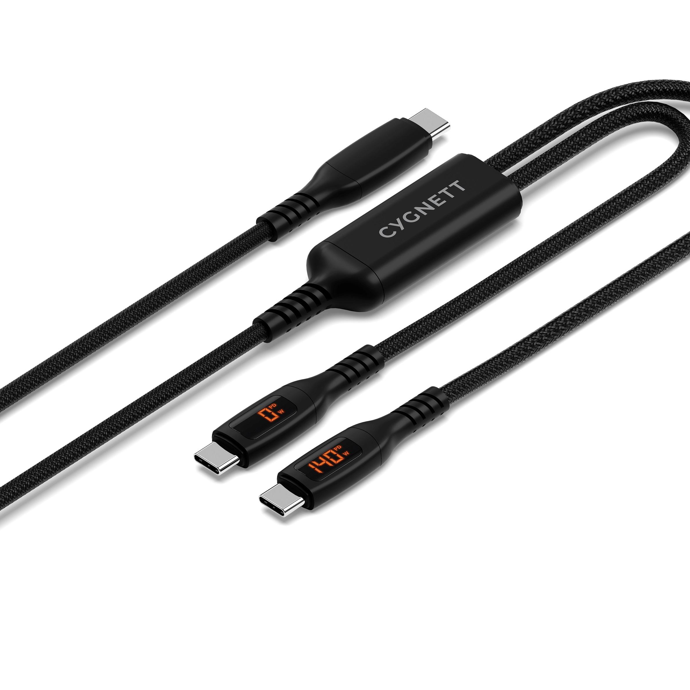 Cygnett Unite Intelli USB-C to Dual USB-C Split LED Cable 1.5M - Black(CY5504PCC
