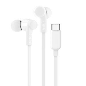 Belkin SoundForm USB-C Wired Earbuds With Adjustable Volume Limiter -White(G3H00