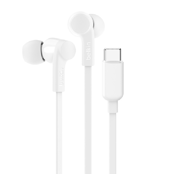 Belkin SoundForm USB-C Wired Earbuds With Adjustable Volume Limiter -White(G3H00