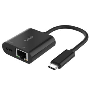 Belkin Connect USB-C to Ethernet + Charge Adapter(100W)- Black(INC019BTBK)