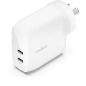 Belkin BoostCharge Pro 60W Dual USB-C PD 3.1 PPS Wall Charger - White (WCB010auW