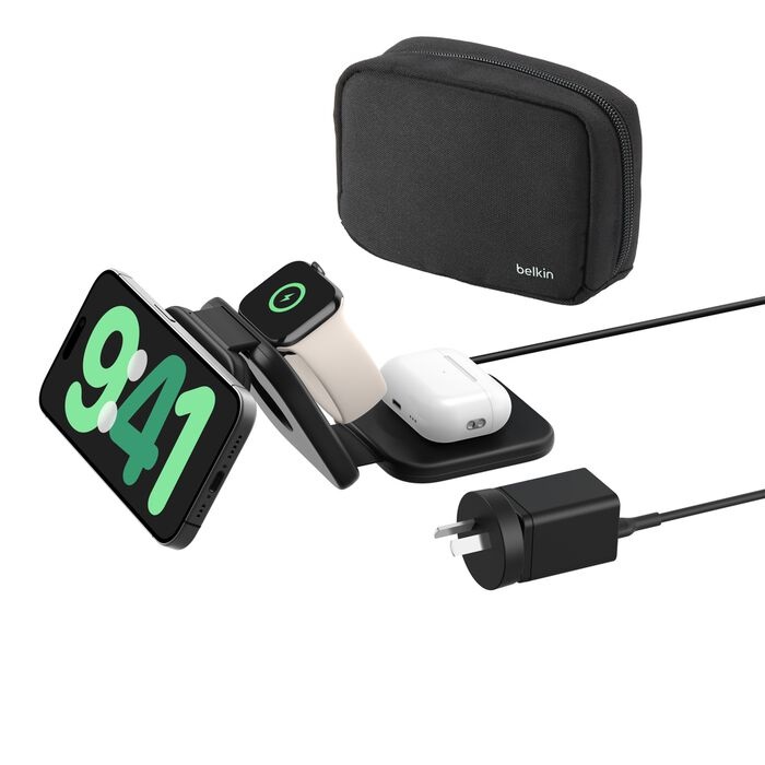 Belkin BoostCharge Pro 3-in-1 Magnetic Qi2 Wireless Travel Pad + 36W Wall Charge