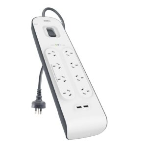 Belkin SurgePlus 8-Outlet Surge Protector With Dual USB Port 2.4 Amp-White(BSV80