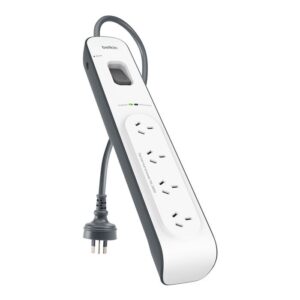 Belkin SurgeMaster 4-Outlet Surge Protection Strip with 2M Power Cord - White/Gr
