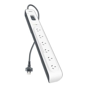 Belkin SurgeMaster 6-Outlet Surge Protection Strip with 2M Power Cord - White/Gr