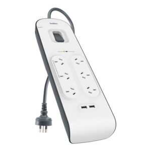 Belkin SurgePlus 6-Outlet Surge Protector With Dual USB Port 2.4 Amp-White(BSV60