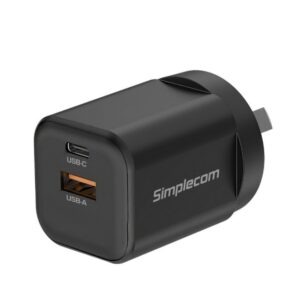 Simplecom CU235 Dual Port PD 35W Fast Wall Charger USB-C + USB-A for Phone Table