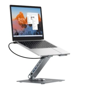 Simplecom CHT660 Adjustable Aluminium Laptop Stand with 6-Port USB-C Docking Sta